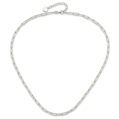 Sterling Silver 4.2mm Paperclip Link w/ 2in ext Necklace