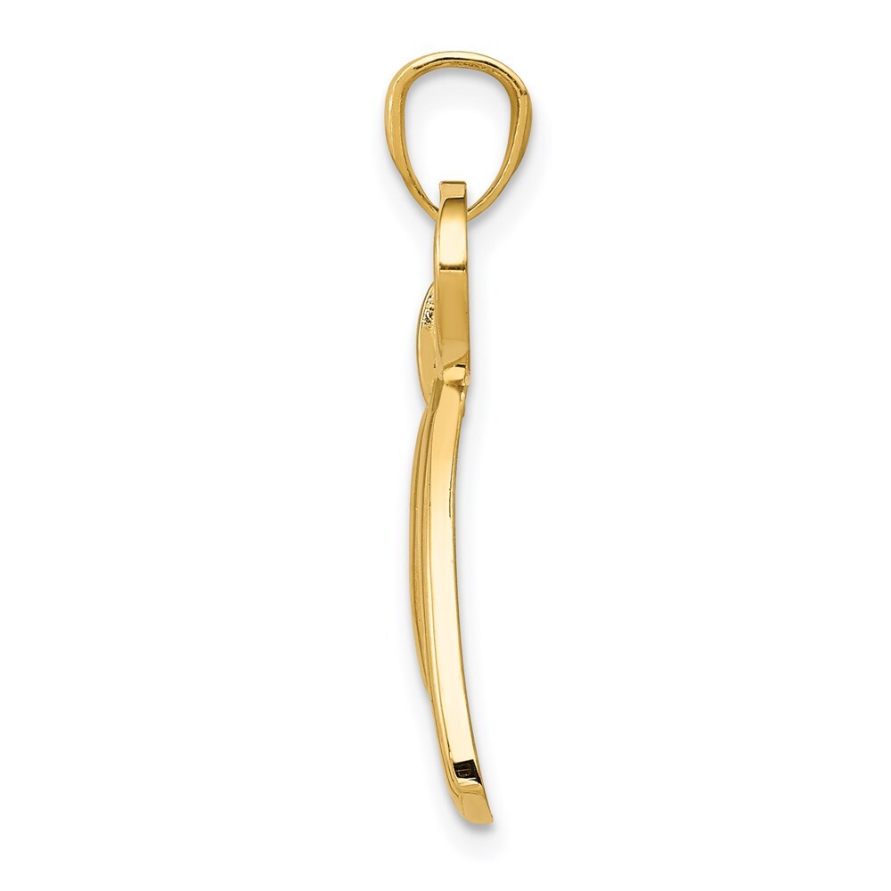 14k Yellow Gold Gold Polished Ribbon Bow Pendant for Women