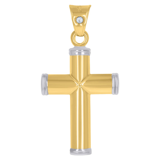 10kt Two-Tone Gold Cross Religious Charm Pendant