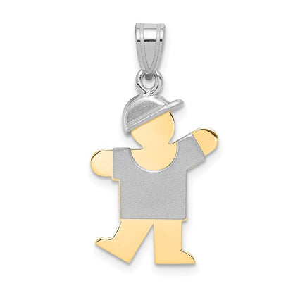14k Two-Tone Gold Small Boy with Hat on Left Engravable Charm