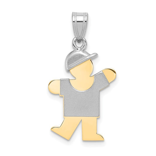 14k Two-Tone Gold Small Boy with Hat on Left Engravable Charm