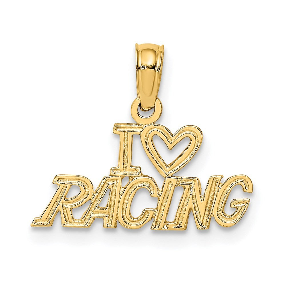 14k Yellow Gold I HEART RACING Charm