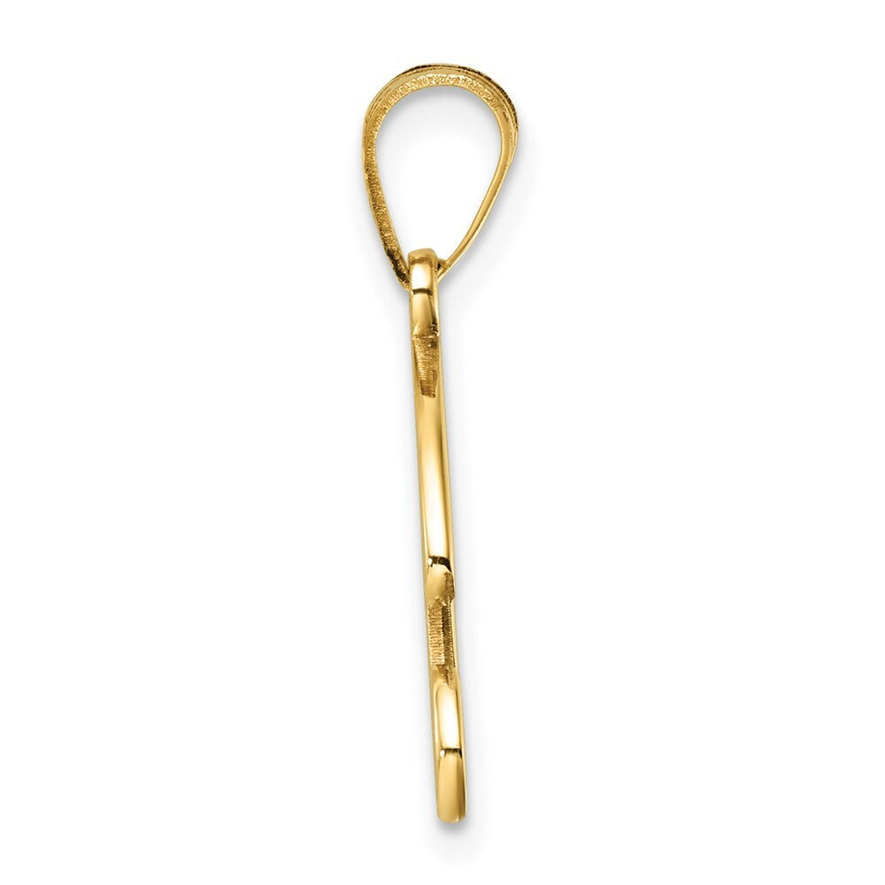 14k Yellow Gold Script Letter B Initial Pendant for Women