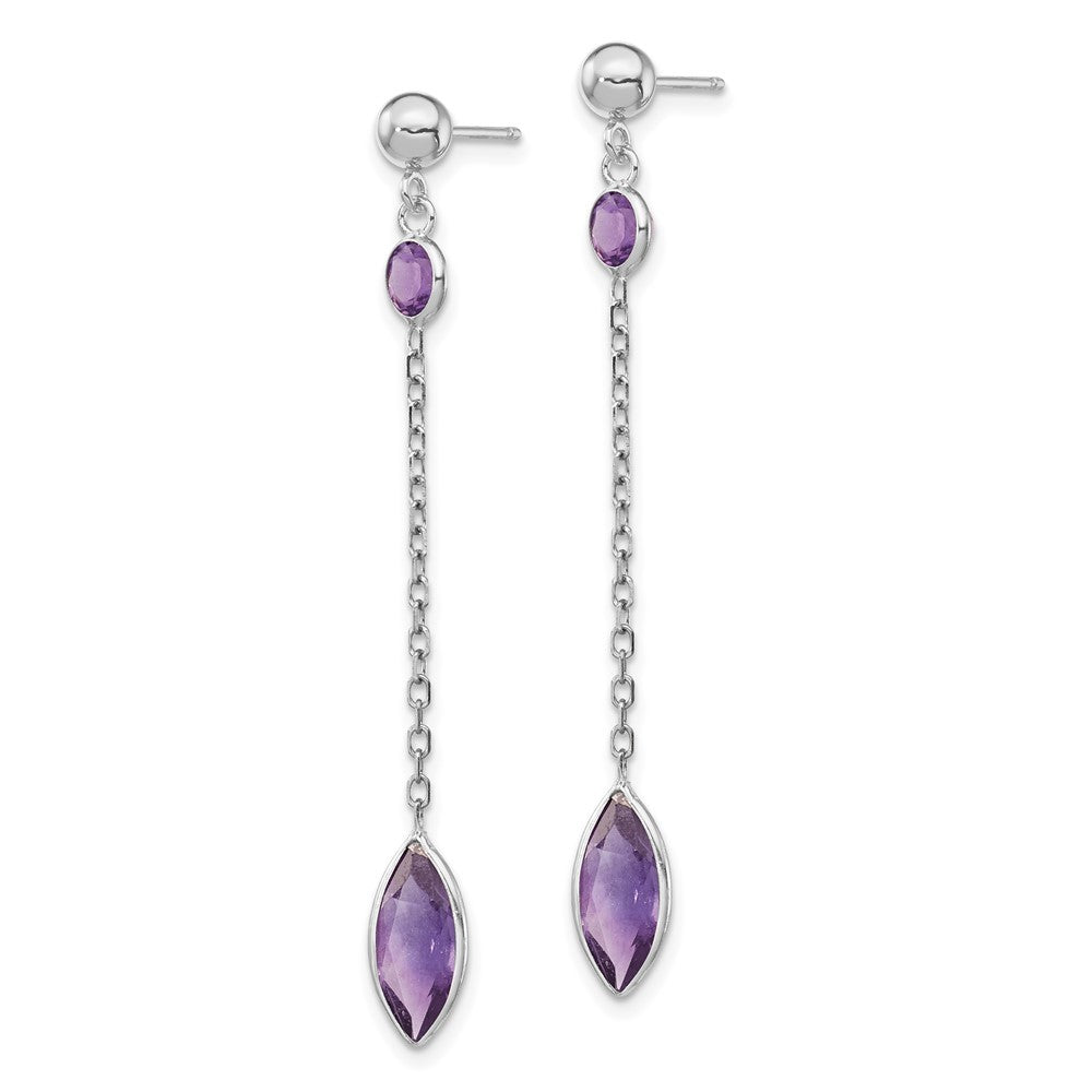 14k White Gold Amethyst Dangle Earrings