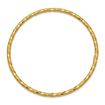 14k Yellow Gold Polished Textured 3.00mm Slip-on Round Bangle Bracelet