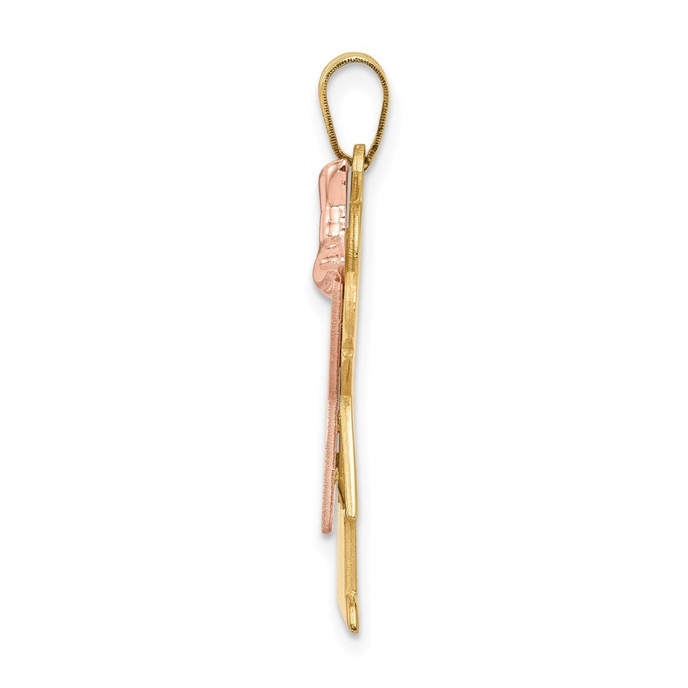 14k Two-Tone Gold Large Girl with Bow on Right Engravable Charm