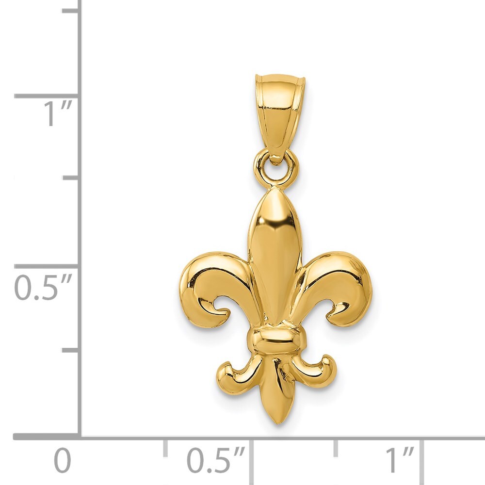 14k Yellow Gold Polished Fleur de Lis Pendant for Women