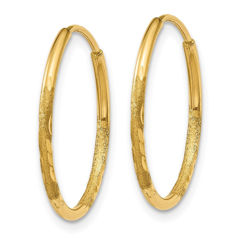 14k Yellow Gold 1.25mm Diamond-cut Endless Hoop Earring