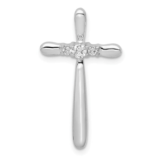 14k White Gold 1/10ct. Diamond Cross Chain Slide Pendant for Women