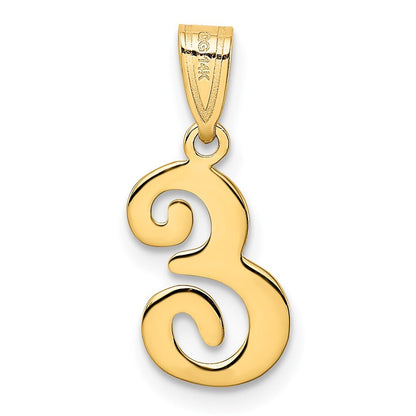 14k Yellow Gold Script Letter E Initial Pendant for Women
