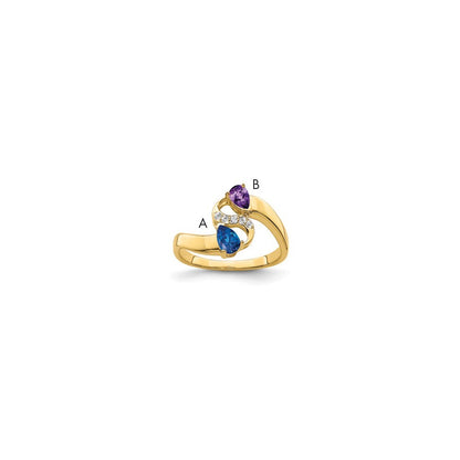 14K Yellow Gold Synthetic Family Jewelry Ring