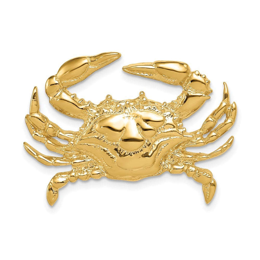 14k Yellow Gold Blue Crab Slide