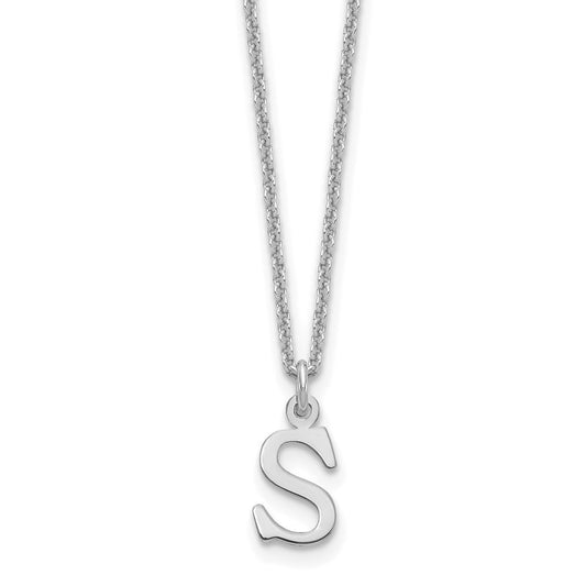 14k White Gold Cutout Letter S Initial Necklace