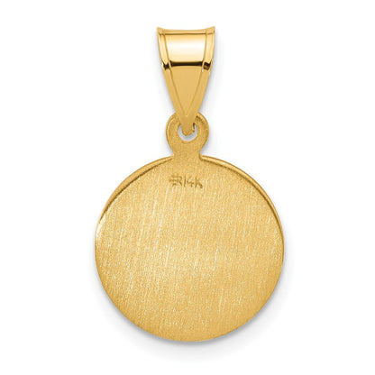 14k Yellow Gold Polished Satin Solid Our Lady of Perpetual Help Medal Pendant