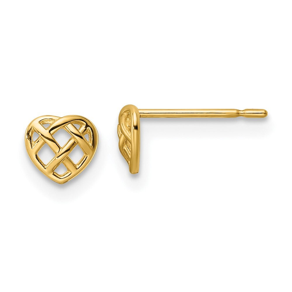 14k Yellow Gold Heart Stud Earrings Gift for Women