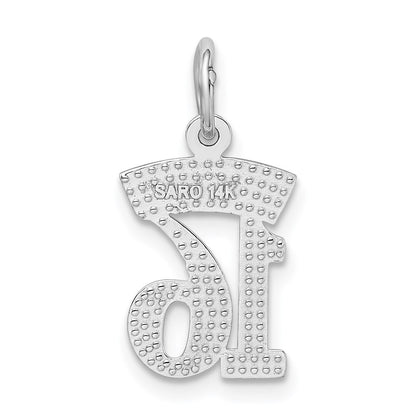 14k White Gold SWEET 16 Charm Pendant