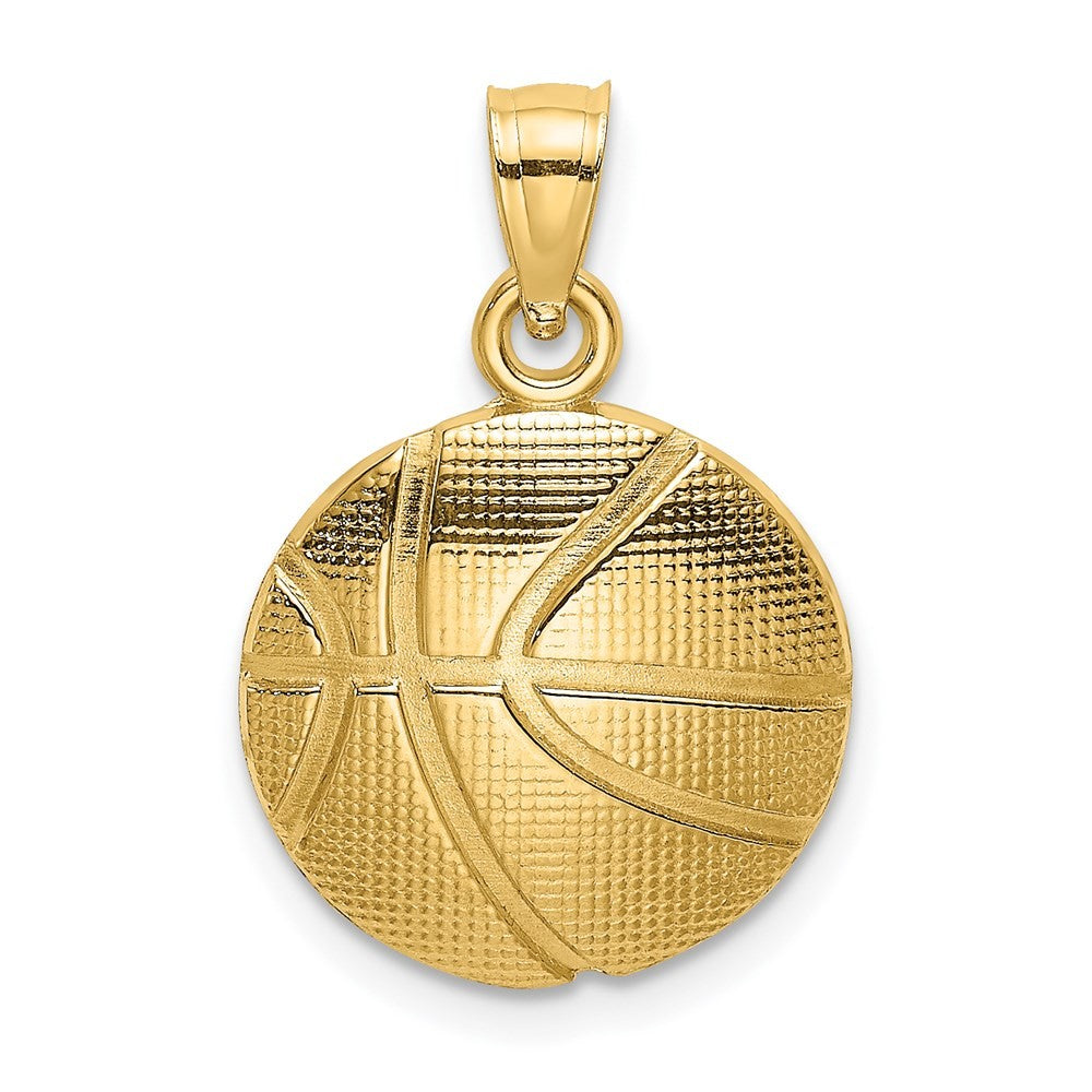 14k Yellow Gold 2-D Textured Basketball Charm Pendant