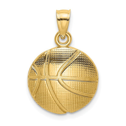 14k Yellow Gold 2-D Textured Basketball Charm Pendant