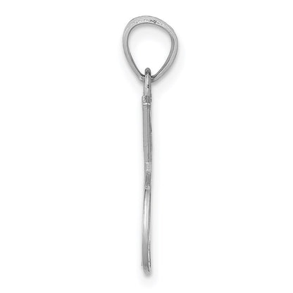 14k White Gold Double Tennis Racquet Charm Pendant for Women