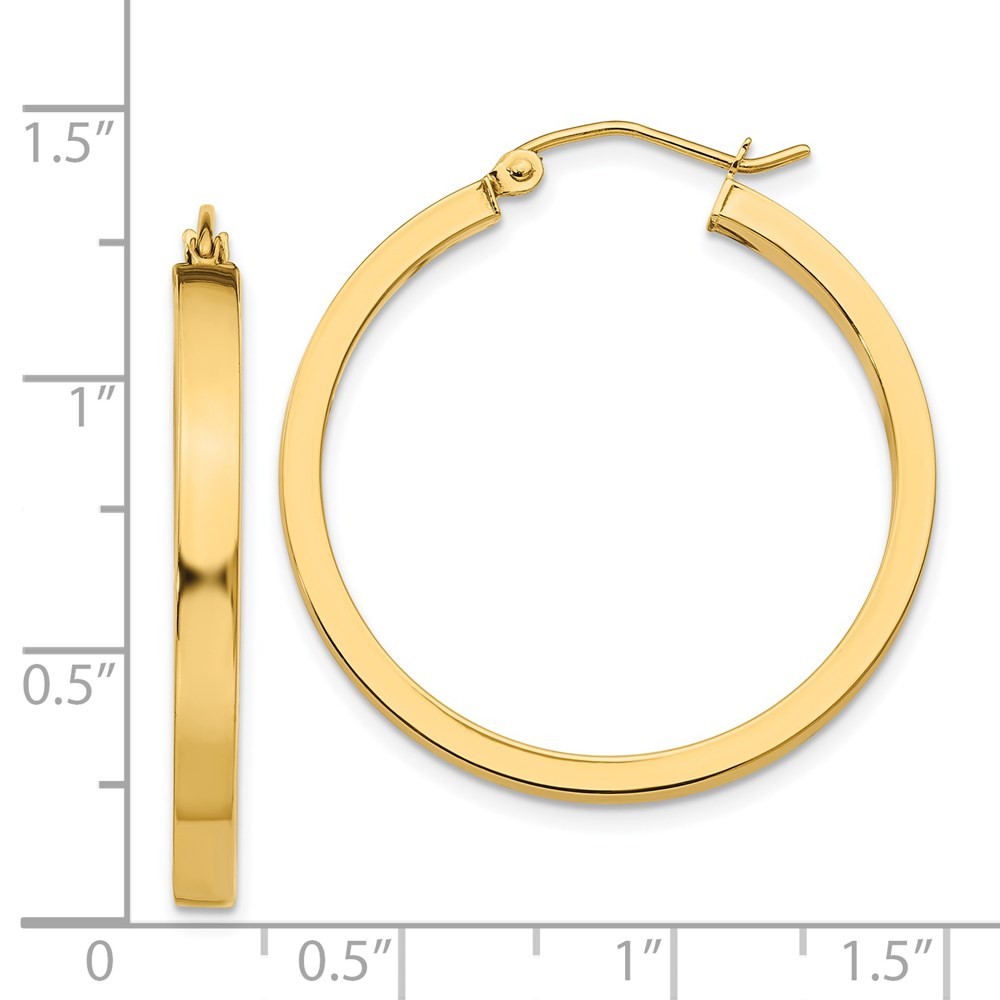 14k Yellow Gold 2x3mm Square Tube Hoop Earrings