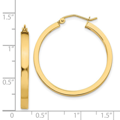 14k Yellow Gold 2x3mm Square Tube Hoop Earrings
