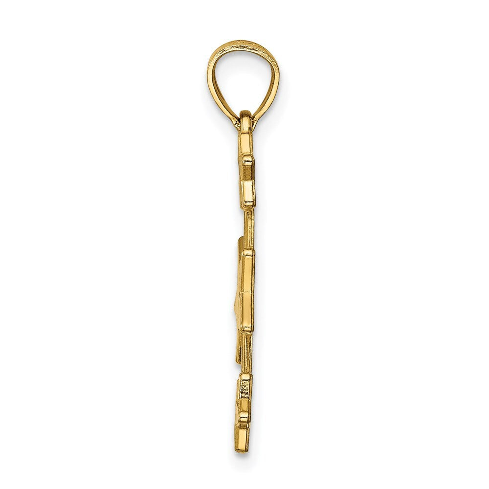14k Yellow Gold Diamond-Cut Stars Pendant for Women