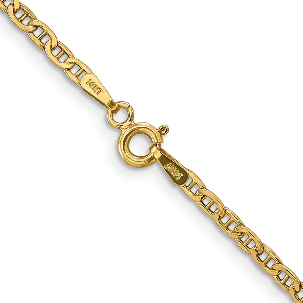 14k Yellow Gold 18 inch 2.4mm Semi-Solid Anchor Chain Necklace