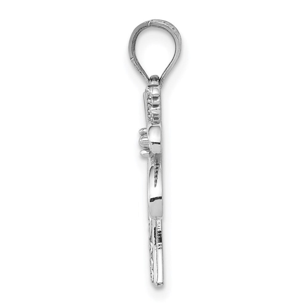 14k White Gold Polished Palm Tree Pendant for Women
