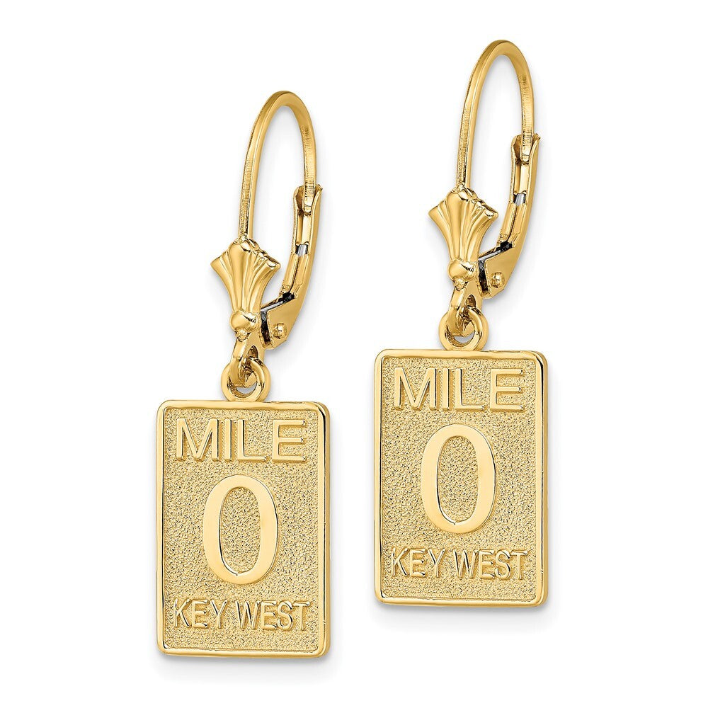 14k Yellow Gold MILE MARKER 0 / KEY WEST Leverback Earrings