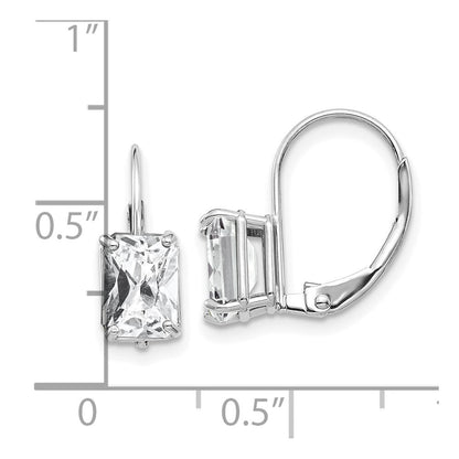 14k White Gold 7x5mm Emerald Cut Cubic Zirconia Stud Earrings Gift for Women