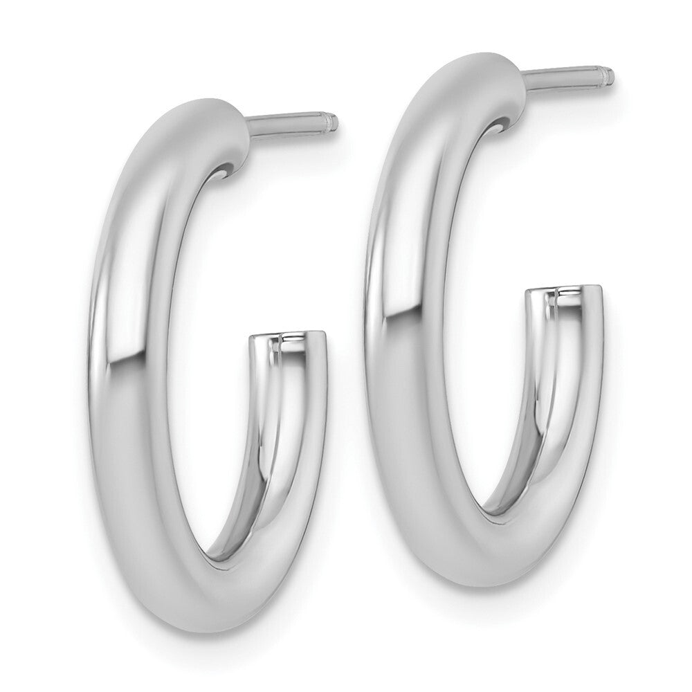 14k White Gold Polished 3.0 x 20mm Tube C-Hoop Earrings Gift for Women