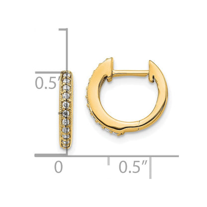 14k Yellow Gold Diamond Hinged Hoop Earrings