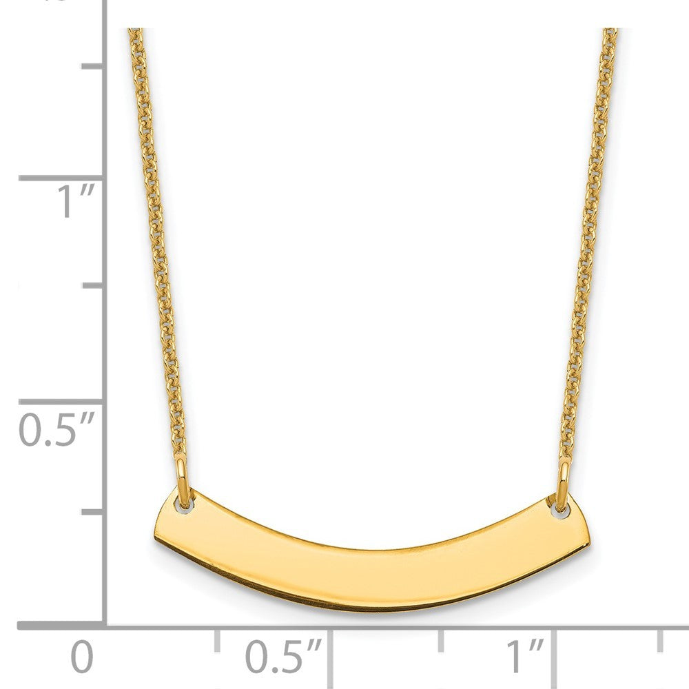 14k Yellow Gold Yellow Gold Small Curved Blank Bar Necklace