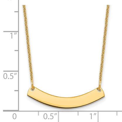 14k Yellow Gold Yellow Gold Small Curved Blank Bar Necklace