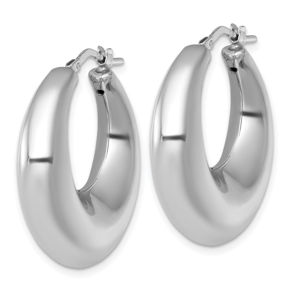 Sterling Silver Rhodium-plated Polished 8mm Graduated Puffed Hoop Earrings