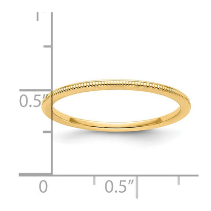 14K Yellow Gold Yellow Gold 1.2mm Milgrain Stackable Band Size 6