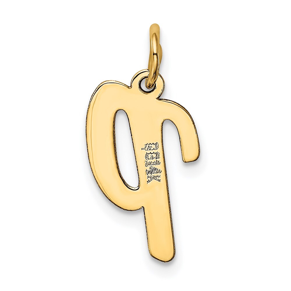 14k Yellow Gold Medium Script Letter P Initial Charm Pendant for Women