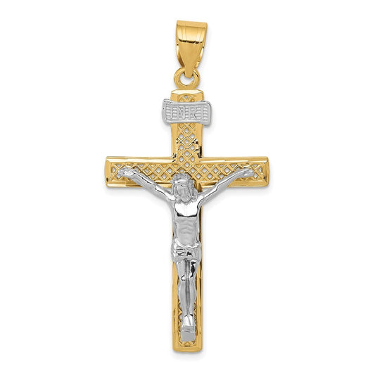 14k Two-Tone Gold INRI Crucifix Pendant