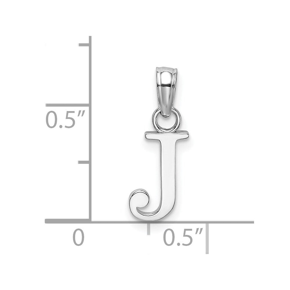 14k White Gold Polished Block Letter J Initial Pendant for Women