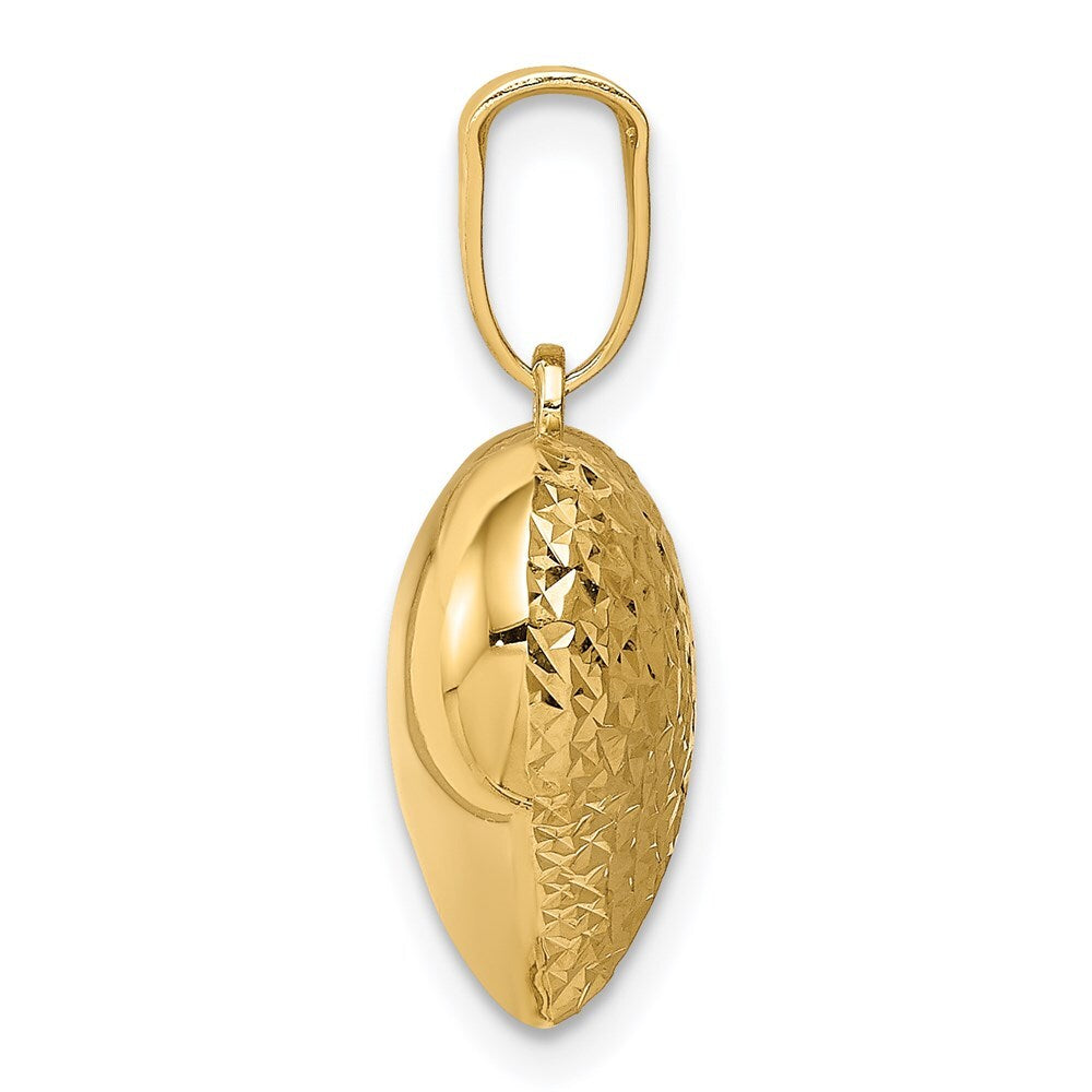 14k Yellow Gold Polished and Textured 3-D Heart Pendant for Women