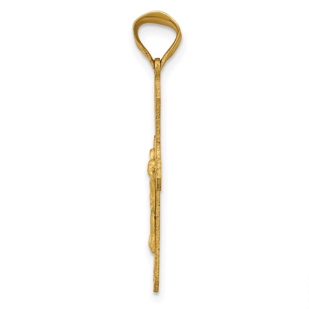 14k Yellow Gold Rhodium Crucifix Cross Pendant