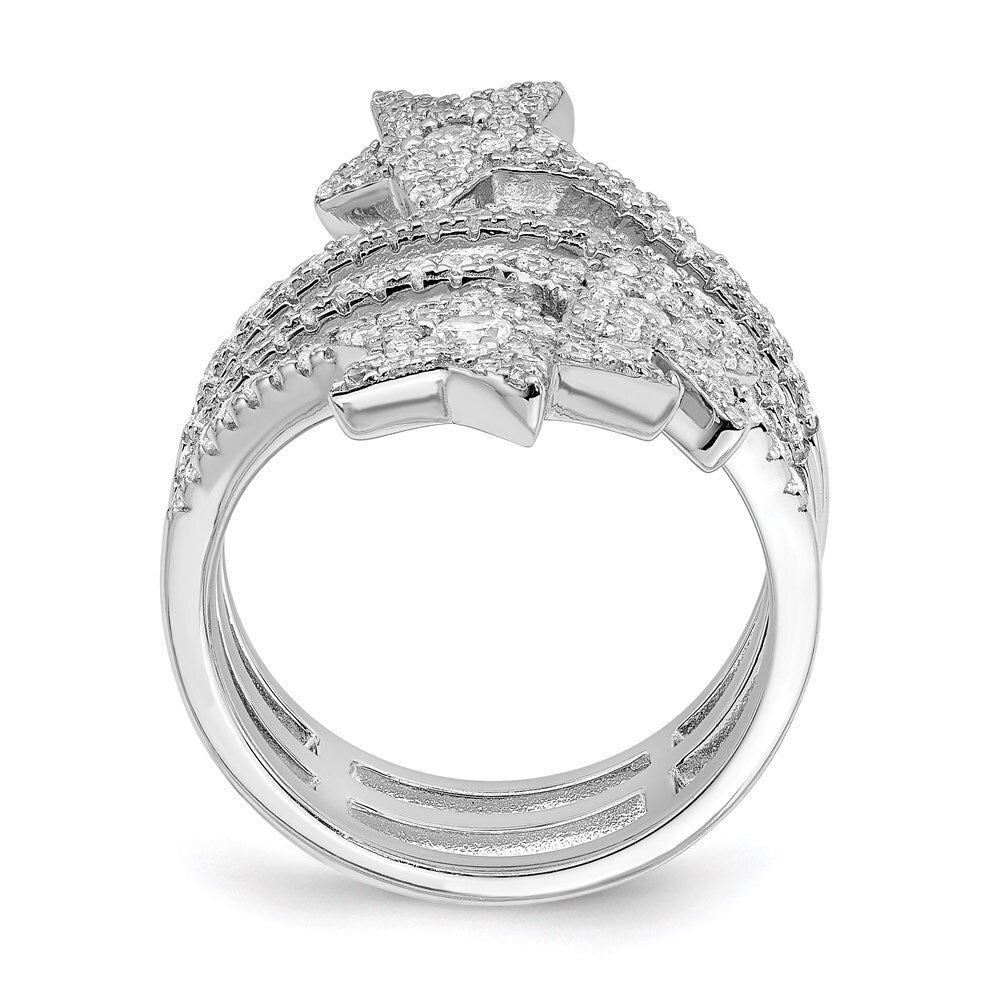 Sterling Silver Rhodium-plated CZ Star Ring
