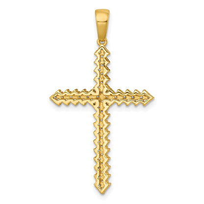 Sterling Silver Gold-Tone Polished Pave Cubic Zirconia Cross Pendant