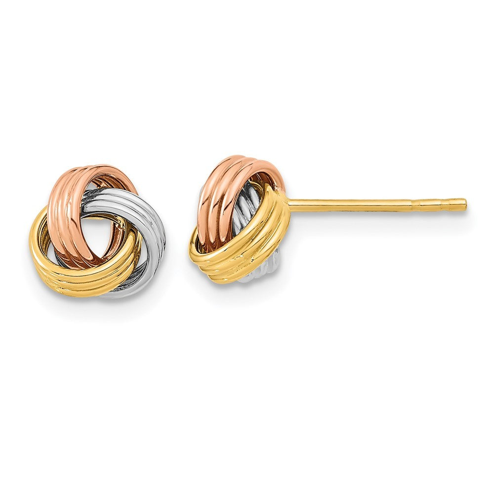 14k Yellow Gold w/Rose and White Rhodium Polished Love Knot Earrings