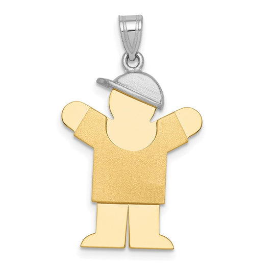 14k Two-Tone Gold Large Boy with Hat on Right Engravable Charm