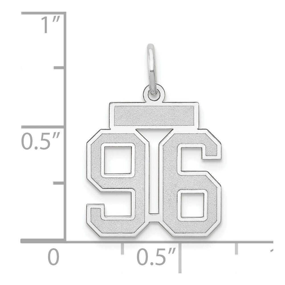 14k White Gold Small Satin Number 96 Charm Pendant for Women