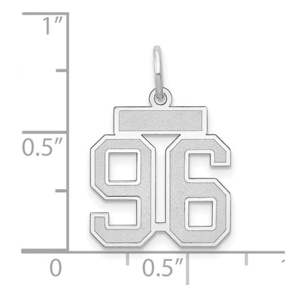 14k White Gold Small Satin Number 96 Charm Pendant for Women