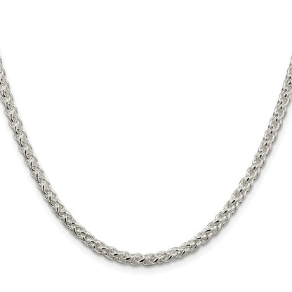 Sterling Silver Rhodium-plated 4mm Round Spiga Chain Necklace