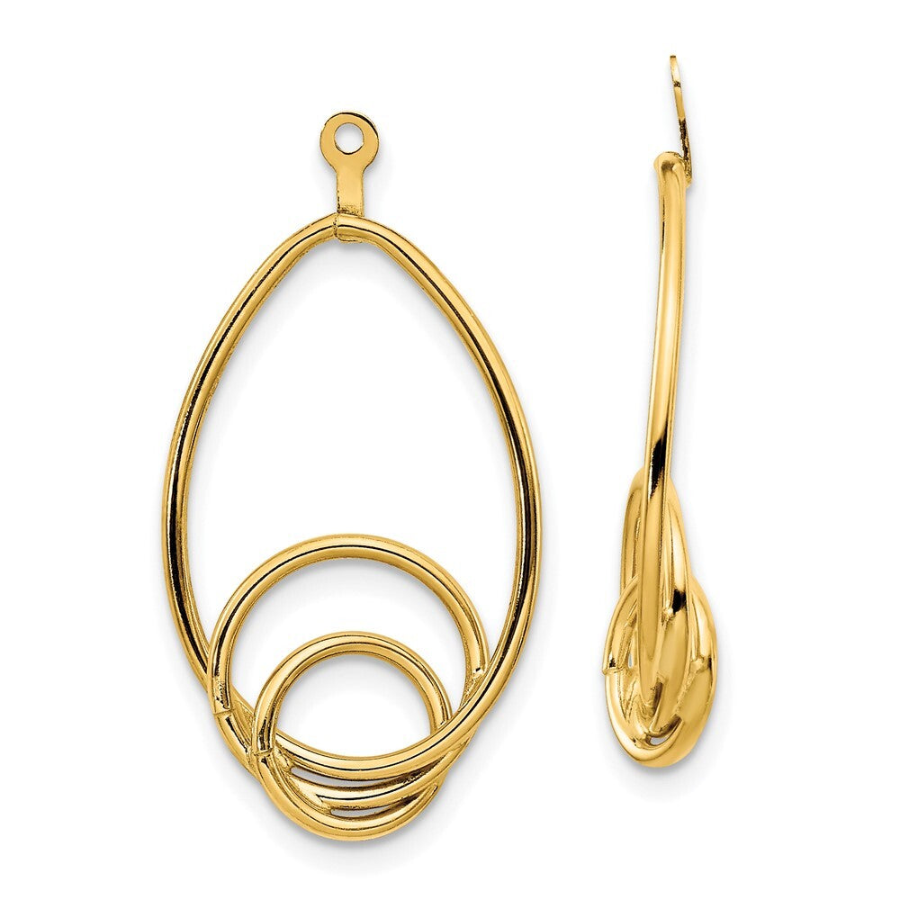 14k Yellow Gold Polished Fancy Teardrop Earring Jackets Gift for Women
