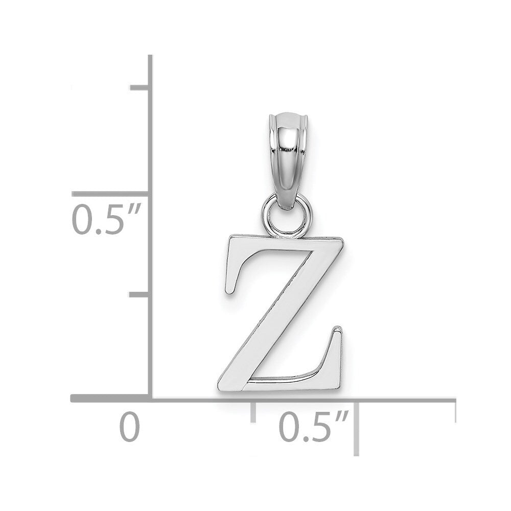 14k White Gold Polished Block Letter Z Initial Pendant for Women